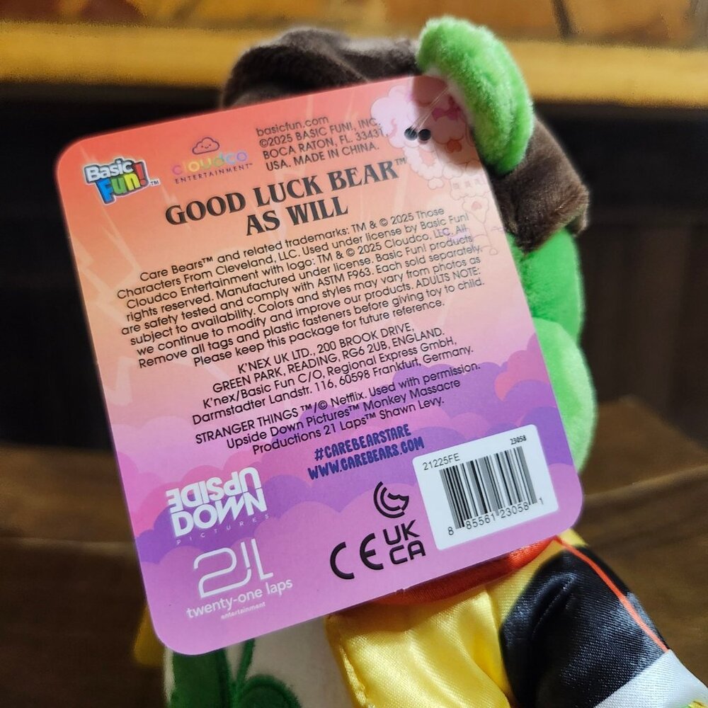 Care Bears × Stranger Things Fun Size Plush 9" Good Luck Bear Will Netflix - Picture 5 of 7